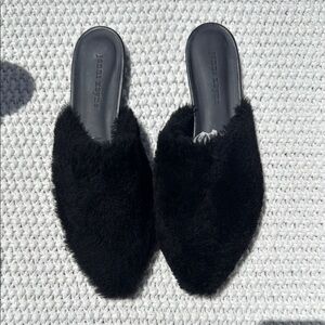 Jenni Kayne Black Furry Women's Mules